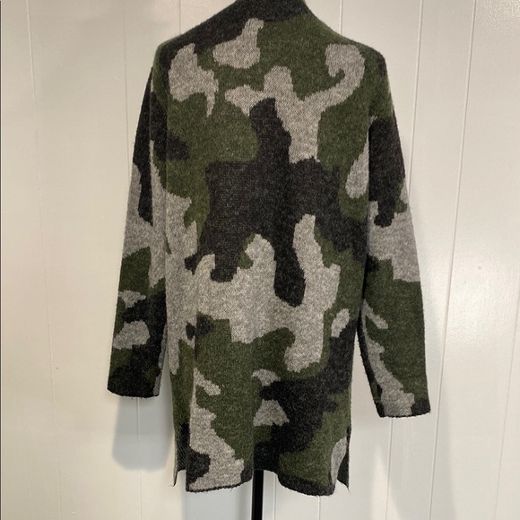 Cardigan Cabincore Gorpcore Camo Modern Canvas Open Front Pockets Green Medium - Picture 4 of 7